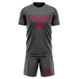 Custom Dark Grey Pink Soccer Jersey