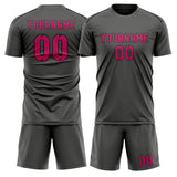 Custom Dark Grey Pink Soccer Jersey