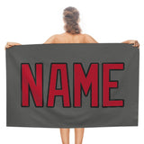 Custom Dark Grey Red Beach Towel