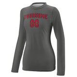 Custom Dark Grey Red Women's Long-Sleeve Shirt