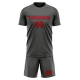 Custom Dark Grey Red Soccer Jersey