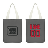 Custom Dark Grey Red Canvas Tote Bag