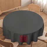 Custom Dark Grey Red Round Table Cloth