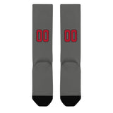 Custom Dark Grey Red Knee-High Sock
