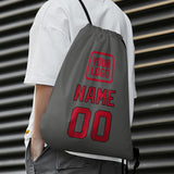 Custom Dark Grey Red Drawstring Bag