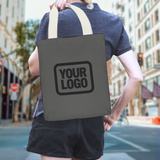 Custom Dark Grey Red Canvas Tote Bag