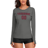 Custom Dark Grey Crimson Red Women's Long-Sleeve Shirt