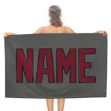 Custom Dark Grey Crimson Red Beach Towel