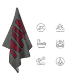 Custom Dark Grey Crimson Red Beach Towel
