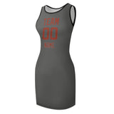 Custom Dark Grey Coral Red Sleeveless Vest Dress