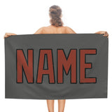 Custom Dark Grey Coral Red Beach Towel
