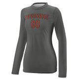 Custom Dark Grey Coral Red Women's Long-Sleeve Shirt