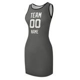 Custom Dark Grey White Sleeveless Vest Dress