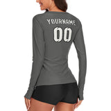 Custom Dark Grey White Women's Long-Sleeve Shirt
