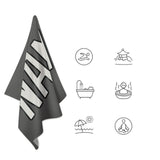 Custom Dark Grey White Beach Towel