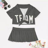 Custom Dark Grey White Cheerleading Uniform Set