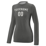 Custom Dark Grey White Women's Long-Sleeve Shirt