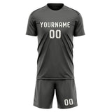 Custom Dark Grey White Soccer Jersey