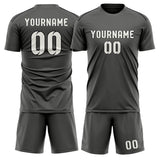 Custom Dark Grey White Soccer Jersey
