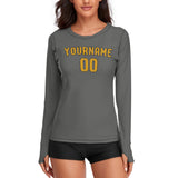 Custom Dark Grey Yellow Women's Long-Sleeve Shirt