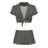 Custom Dark Grey Dark Grey Cheerleading Uniform Set