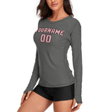 Custom Dark Grey Light Pink Women's Long-Sleeve Shirt