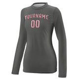 Custom Dark Grey Light Pink Women's Long-Sleeve Shirt