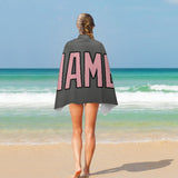 Custom Dark Grey Light Pink Beach Towel