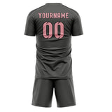 Custom Dark Grey Light Pink Soccer Jersey