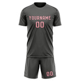 Custom Dark Grey Light Pink Soccer Jersey