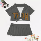 Custom Dark Grey Khaki Cheerleading Uniform Set