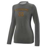 Custom Dark Grey Khaki Women's Long-Sleeve Shirt