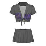 Custom Dark Grey Light Purple Cheerleading Uniform Set