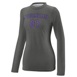 Custom Dark Grey Light Purple Women's Long-Sleeve Shirt