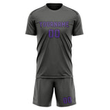 Custom Dark Grey Light Purple Soccer Jersey