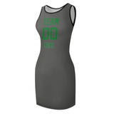 Custom Dark Grey Emerald Green Sleeveless Vest Dress