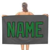 Custom Dark Grey Emerald Green Beach Towel