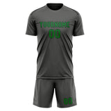 Custom Dark Grey Emerald Green Soccer Jersey