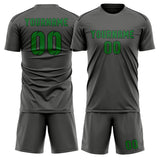 Custom Dark Grey Emerald Green Soccer Jersey
