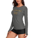 Custom Dark Grey Light Khaki Women's Long-Sleeve Shirt
