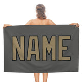 Custom Dark Grey Light Khaki Beach Towel