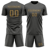 Custom Dark Grey Light Khaki Soccer Jersey