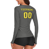 Custom Dark Grey Light Yellow Women's Long-Sleeve Shirt