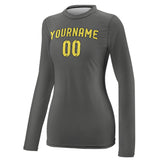 Custom Dark Grey Light Yellow Women's Long-Sleeve Shirt