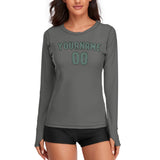 Custom Dark Grey Blue Green Women's Long-Sleeve Shirt