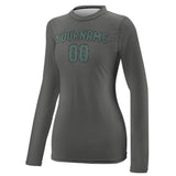 Custom Dark Grey Blue Green Women's Long-Sleeve Shirt