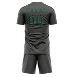 Custom Dark Grey Blue Green Soccer Jersey