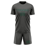 Custom Dark Grey Blue Green Soccer Jersey