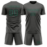 Custom Dark Grey Blue Green Soccer Jersey