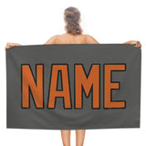 Custom Dark Grey Orange Beach Towel
